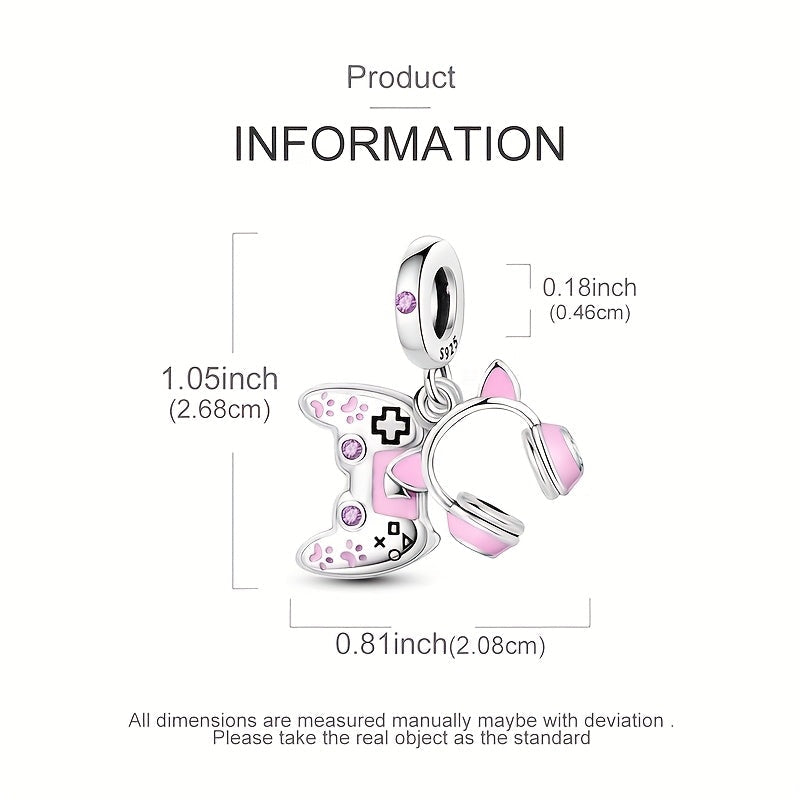 1pc, 925 Silver Plated Gaming Girl Pendant, Classic Cute Style, Synthetic Zirconia, December Birthstone, Ideal for Bracelet & Necklace, Luxury DIY Jewelry Gift, 3.2g, All-Season Party Accessory SS69