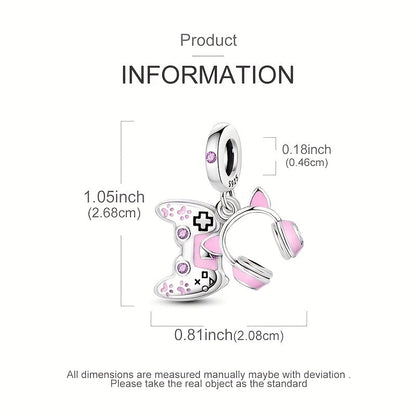 1pc, 925 Silver Plated Gaming Girl Pendant, Classic Cute Style, Synthetic Zirconia, December Birthstone, Ideal for Bracelet & Necklace, Luxury DIY Jewelry Gift, 3.2g, All-Season Party Accessory SS69