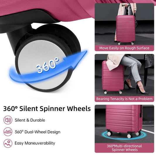 6pcs Women's Expandable Hardside Luggage Set with TSA Lock - Lightweight ABS Suitcase Collection, Spinner Wheel System & Telescopic Handle, Multi-Color Options (Sky / /////) for Carry-On & Checked