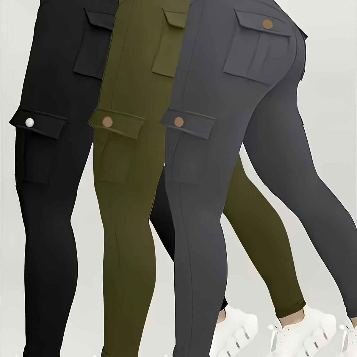 Plus Size, Three-Pack Plus Size Solid Color High-Waisted Stretchy Jeans