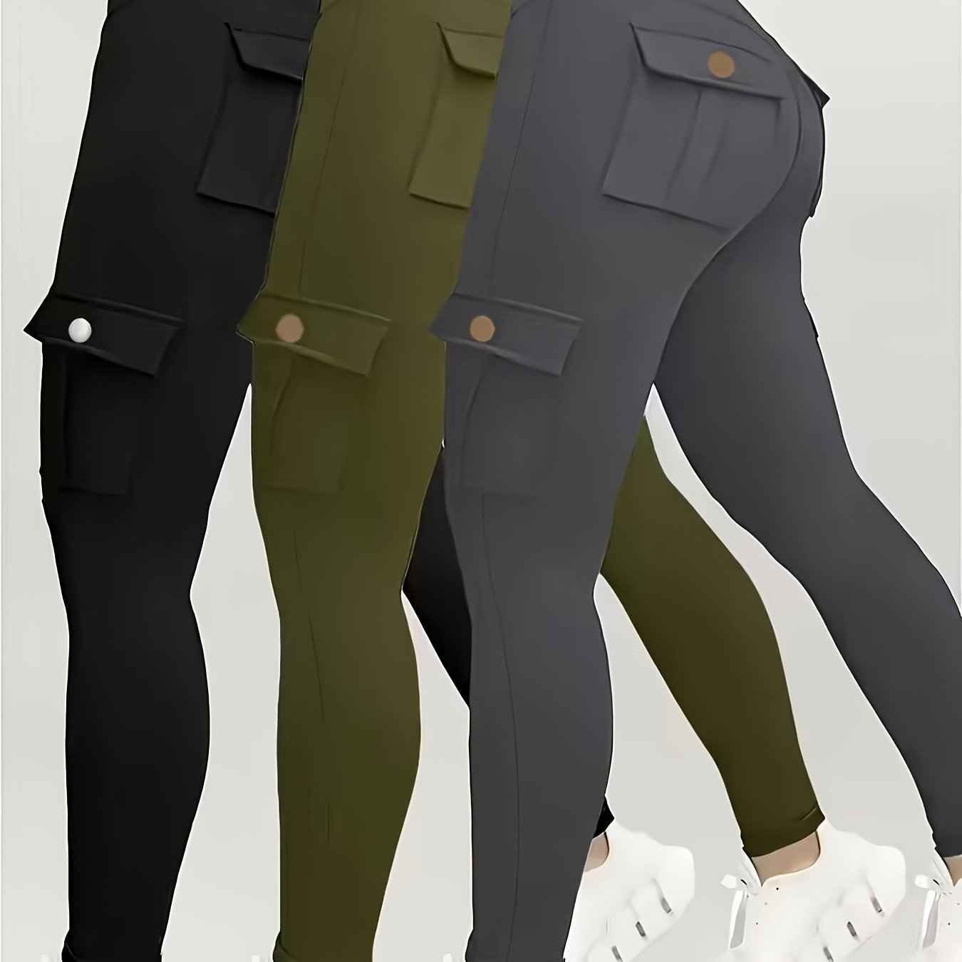 Plus Size, Three-Pack Plus Size Solid Color High-Waisted Stretchy Jeans