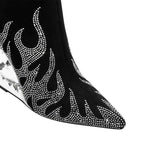Women'S Pointed High Heeled Rhinestone Booties
