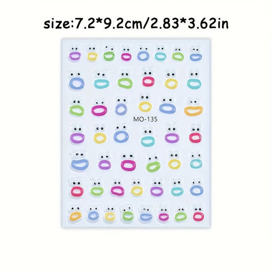 1/2/4 Set 5D Embossed Cartoon Nail Art Stickers-Colorful Sausage Mouth And Big Lips Design, Self-Adhesive Resin Stickers, Easy DIY Nail SS69 5.69 Cute
