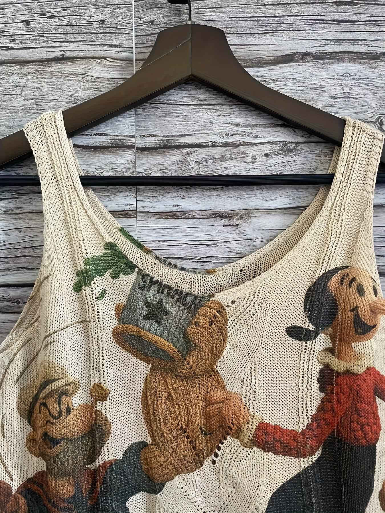 2D Printed Women's Fashion Off-Shoulder Trendy Anime Character Pattern Vest Style