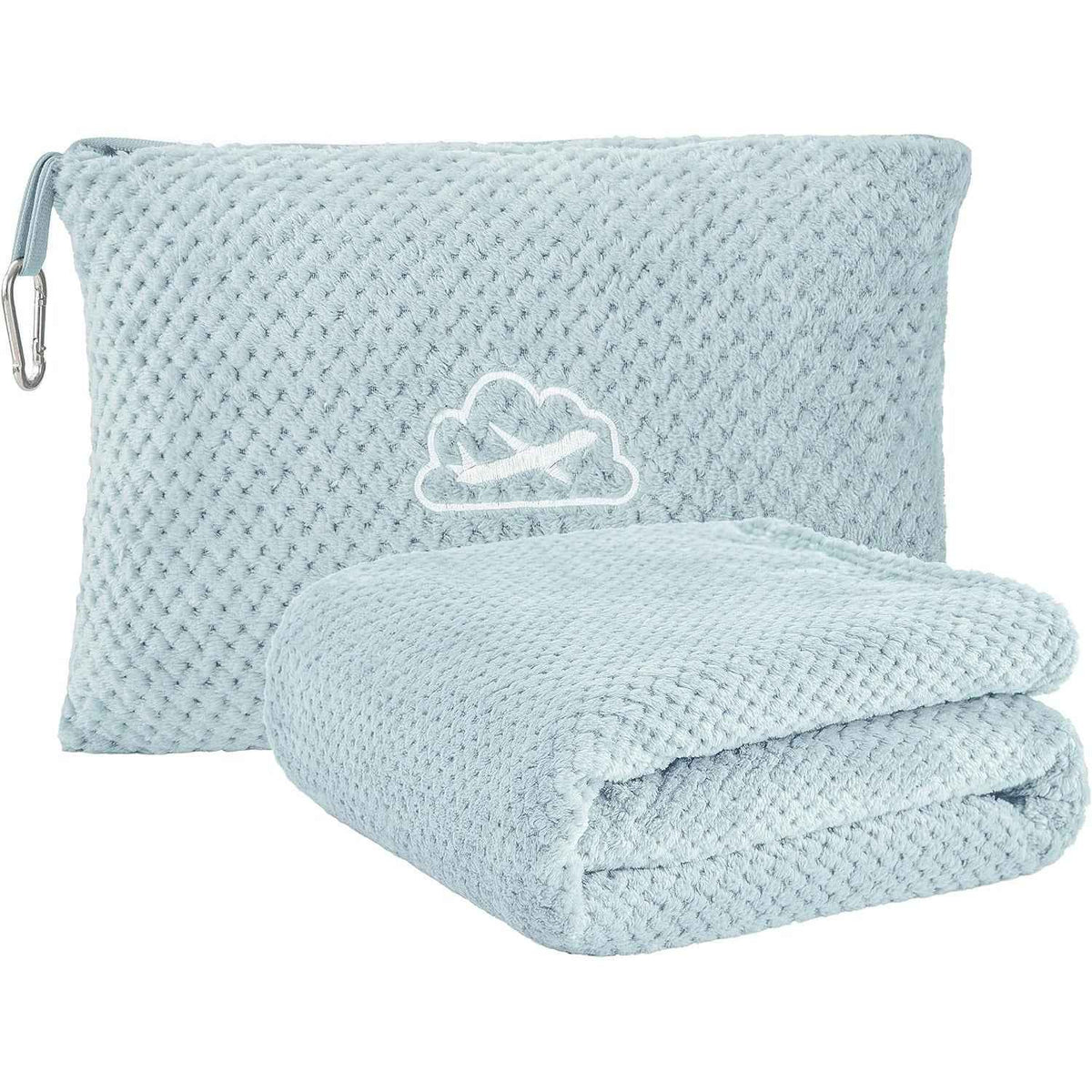 2-in-1 Ultra-Soft Flannel Travel Blanket with Pillow Travel Blanket Airplane Compact with Bag, Portable And Packable 2in 1 Jacquard Travel Pillow And Blanket Set, for Office, Sofa, Airplane & Car with Luggage Cover & Backpack