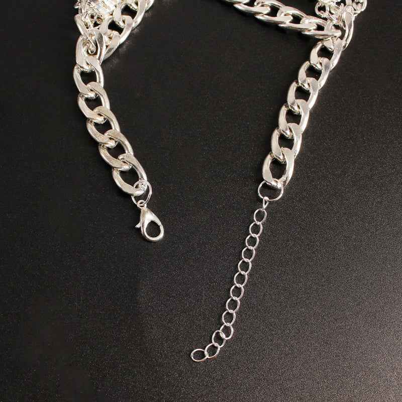 Gothic Punk Platform High Heels with Multi-Layer Chain Tassel Ankle Strap - Black & Chunky Heels, Year-Round Wearable Statement for Parties, Valentine's Day, Everyday (Durable Chain Foot Accessories)