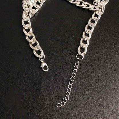 Gothic Punk Platform High Heels with Multi-Layer Chain Tassel Ankle Strap - Black & Chunky Heels, Year-Round Wearable Statement for Parties, Valentine's Day, Everyday (Durable Chain Foot Accessories)