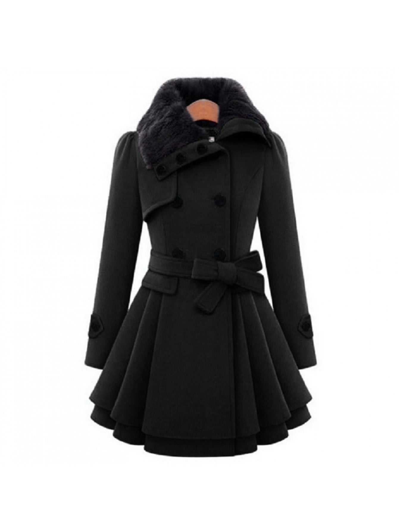 Plus Size Women's Fleece Winter Coat with Lapel Collar