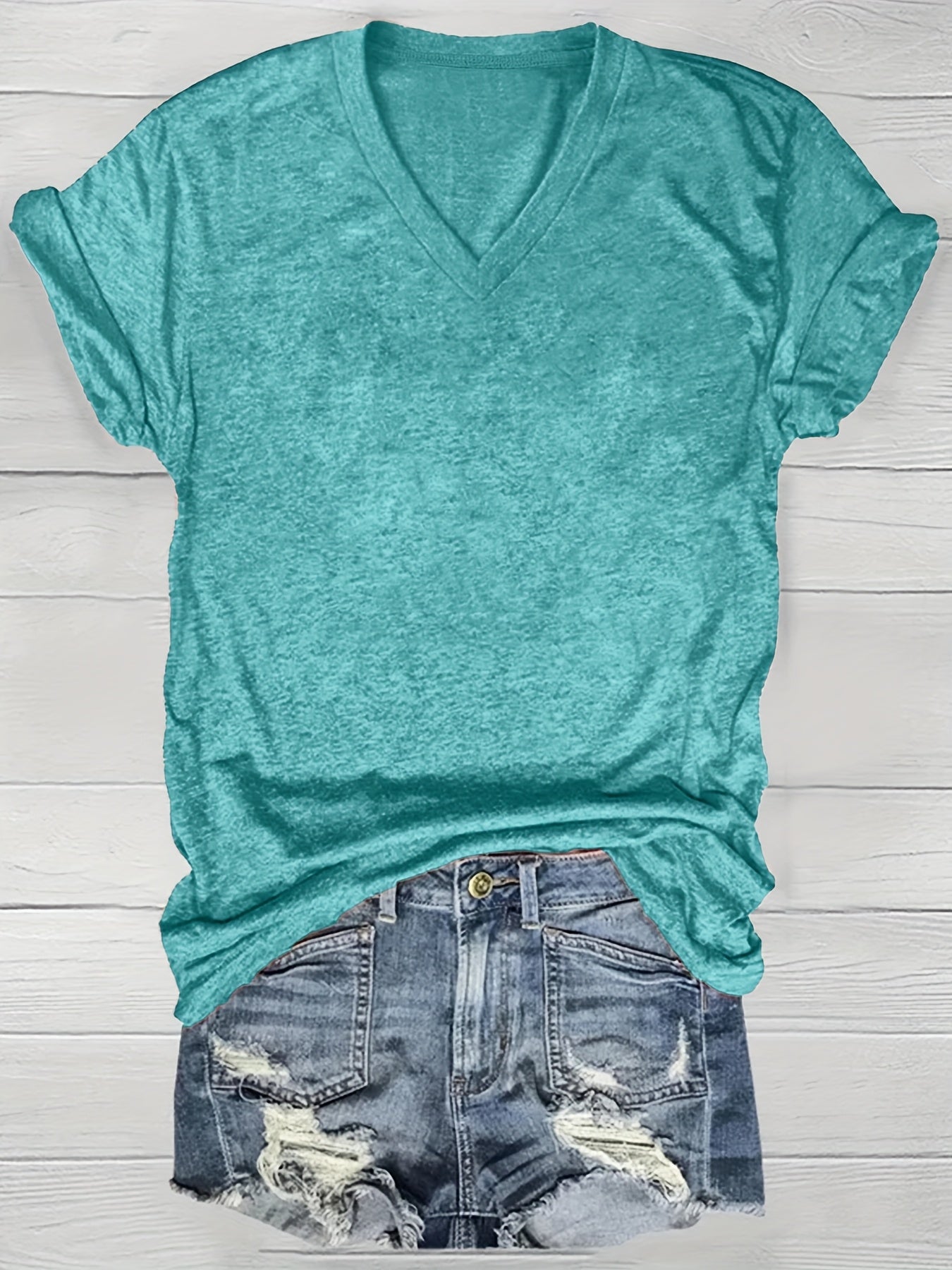 5 Solid Color V-Neck T-Shirts, Casual Short-Sleeved T-Shirts Spring And Summer, Women'S Clothing SS69