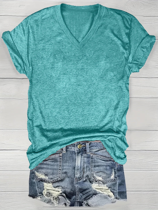 5 Solid Color V-Neck T-Shirts, Casual Short-Sleeved T-Shirts Spring And Summer, Women'S Clothing SS69