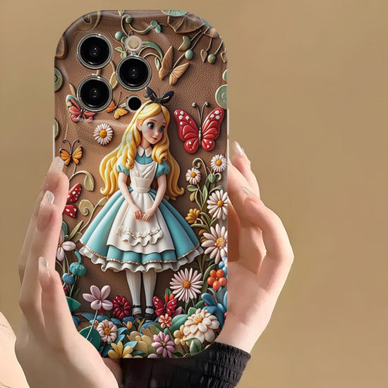 One Piece of a Disney Cartoon-Themed Case Featuring a Sculpted Figure from Alice in Wonderland, Ideal for Apple for iphone Models 16, 15, 14, 13, 12, 11 Pro Max, And XS. an Excellent Gift with a Cartoon Design, Flat 2D Style, SS69