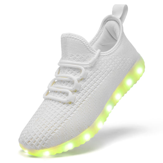 ALCUBIEREE Women'S Neon Glow-in-the-Dark Sneakers with USB Rechargeable Battery & LED Lights - Low-Top Breathable Sneakers with Lace-Up Closure, Festival Footwear, Trendy Footwear, Comfortable Fit, Lightweight Footwear, Fashi