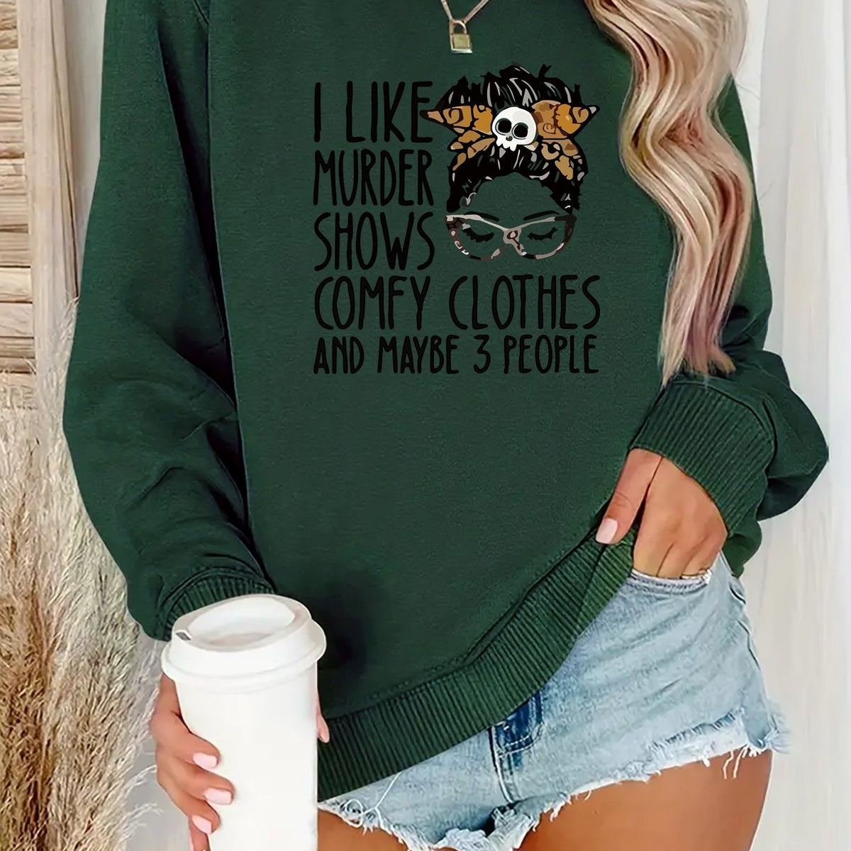 Women's Funny Murder Show Graphic Sweatshirt - Crime Drama TV Fan Apparel - Soft Polyester Pullover Sweater - Long Sleeve Round Neck Casual Sweater for Fall/Winter - Funny TV Show Outfit Gift for s & Women - Machine Washable SS69 20.69 Dark Green / XXL