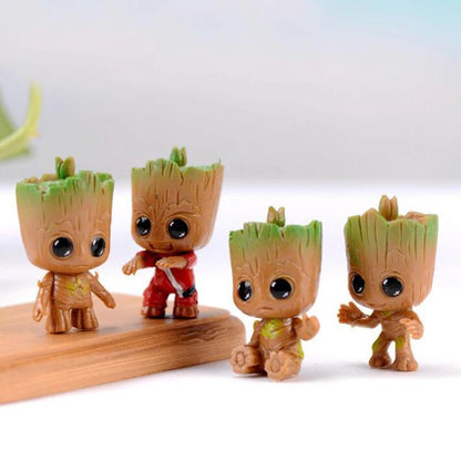 4pcs/set Marvel Guardians of The Galaxy Avengers Tiny groot Cute Baby Tree Man Model Figure Toys 5cm - SS69