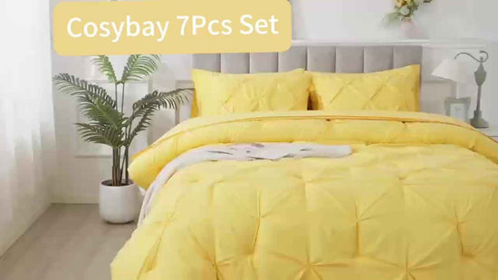 Cosybay 7pcs Comforter Set, Luxury Soft Fluffy Bedding, 1 Comforter 1 Fitted Sheet 1 Flat Sheet 4 Pillowcases & Pillow Cover, All Season Quilt Set Queen, Hypoallergenic Breathable Easy Care, Valentine's Day Gifts School Hallo