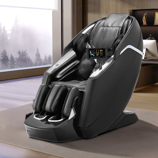 VEVOR Dual-Core 4D+3D Full Body Massage Chair, with Extended SL Track, Deep Yoga Stretch, Electric Extendable Footrest, TFT, AI Voice Control, Heat, Airbags, Armrest Controls, Wheels SS69