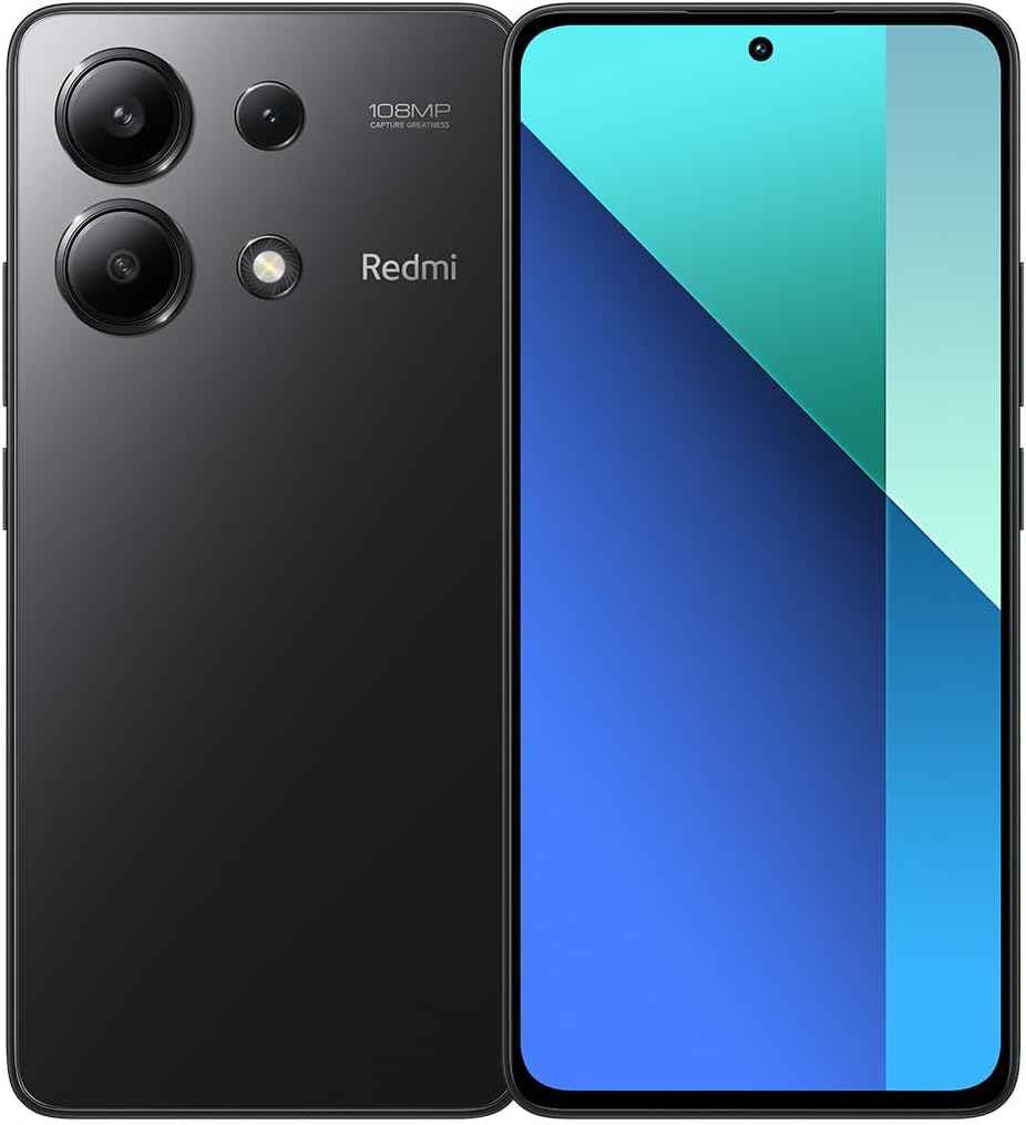 Xiaomi Redmi Note 13 (Midnight Black 8GB RAM, 256 Storage) - Super-clear 108MP triple camera |120Hz FHD AMOLED display | Immersive viewing with ultra-thin bezels