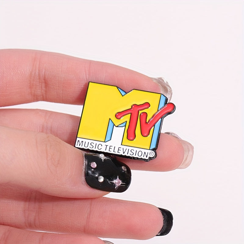 3pcs MTV Cartoon-Inspired Alloy Brooch Pins - Vibrant, Colorful Music Television Metal Badge Accessories, Cute and Versatile for Casual Attire SS69