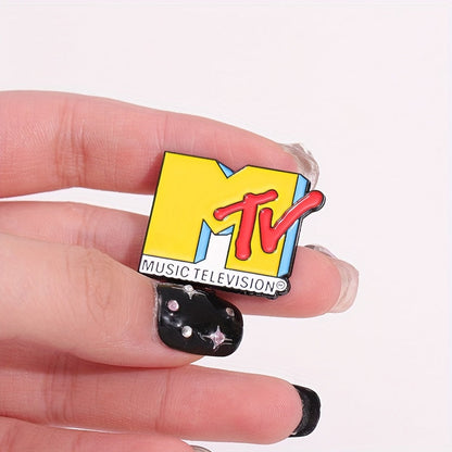3pcs MTV Cartoon-Inspired Alloy Brooch Pins - Vibrant, Colorful Music Television Metal Badge Accessories, Cute and Versatile for Casual Attire SS69
