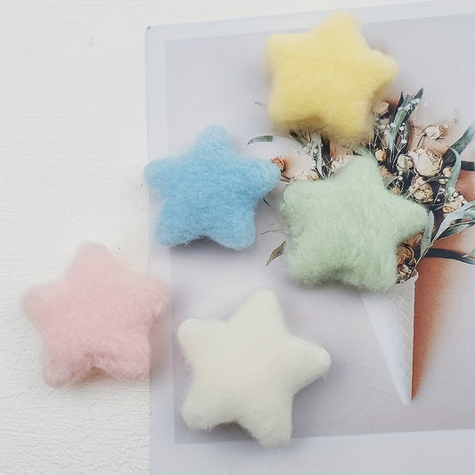 15pcs Soft Pastel Felt Star Appliques, Double-Sided, Fluffy Texture - Ideal for DIY Hat, Hair Clip & Clothing Patches, Assorted Colors SS69