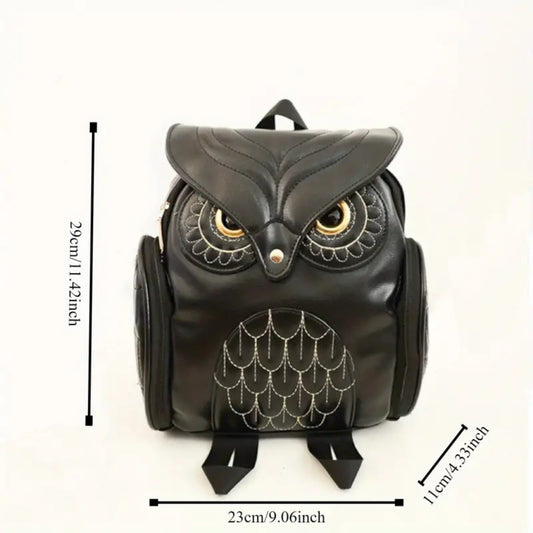 Adjustable PU Flap Backpack - Owl Fashion Personality Backpack for Men and Women - Suitable for Girlfriends, Mothers, Christmas Gifts SS69