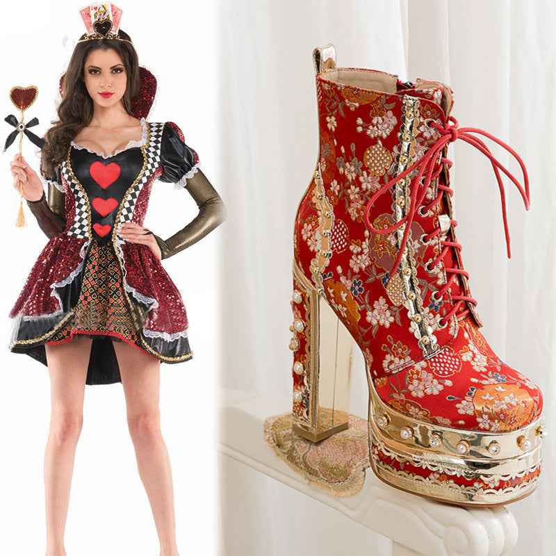 High Quality Platform Super High Heel Strap Rivet Women Thick Sole Heightening Wedding Boots Perfect for Dressy Occasions, Party Footwear, Sleek Design, Durable Construction, Stylish Footwear, Fashion Lovers, High Heel Bootie