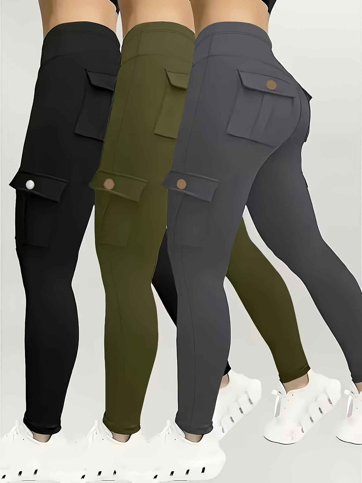 Plus Size, Three-Pack Plus Size Solid Color High-Waisted Stretchy Jeans