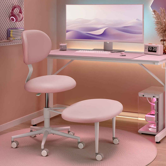 Ergonomic Cross Legged Office Chair | 360° Swivel, Adjustable Height, Lumbar Support, Velvet and PU Leather Black, Stainless Steel Frame, Memory Foam, Perfect Christmas Gift for Fidgety Sitters and Yoga Lover.