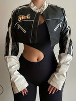 Y2K Gothic PU Jackets - High Waisted, Punk Patchwork, Streetwear Crop Coats for Fashion SS69