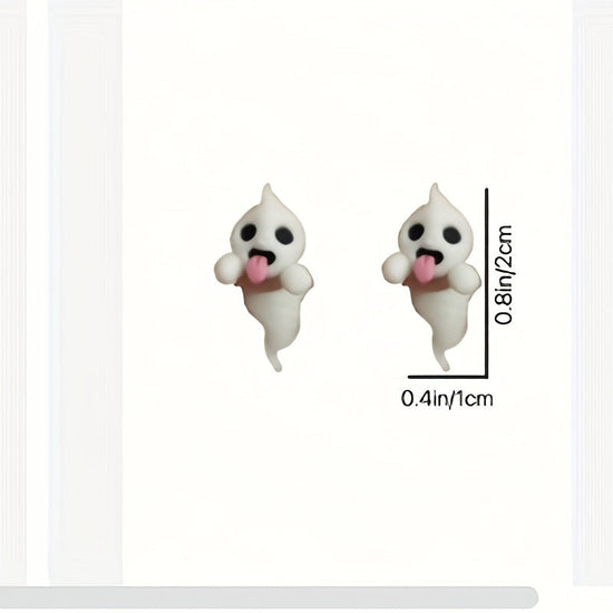 1 Pair Glow-in-the-Dark Halloween Little Ghost Earrings - Cute & Quirky Teenager'S Accessories with Playful Designs, White Alloy, Perfect for Parties & Halloween Celebrations, Halloween Accessories, For Teenager SS69