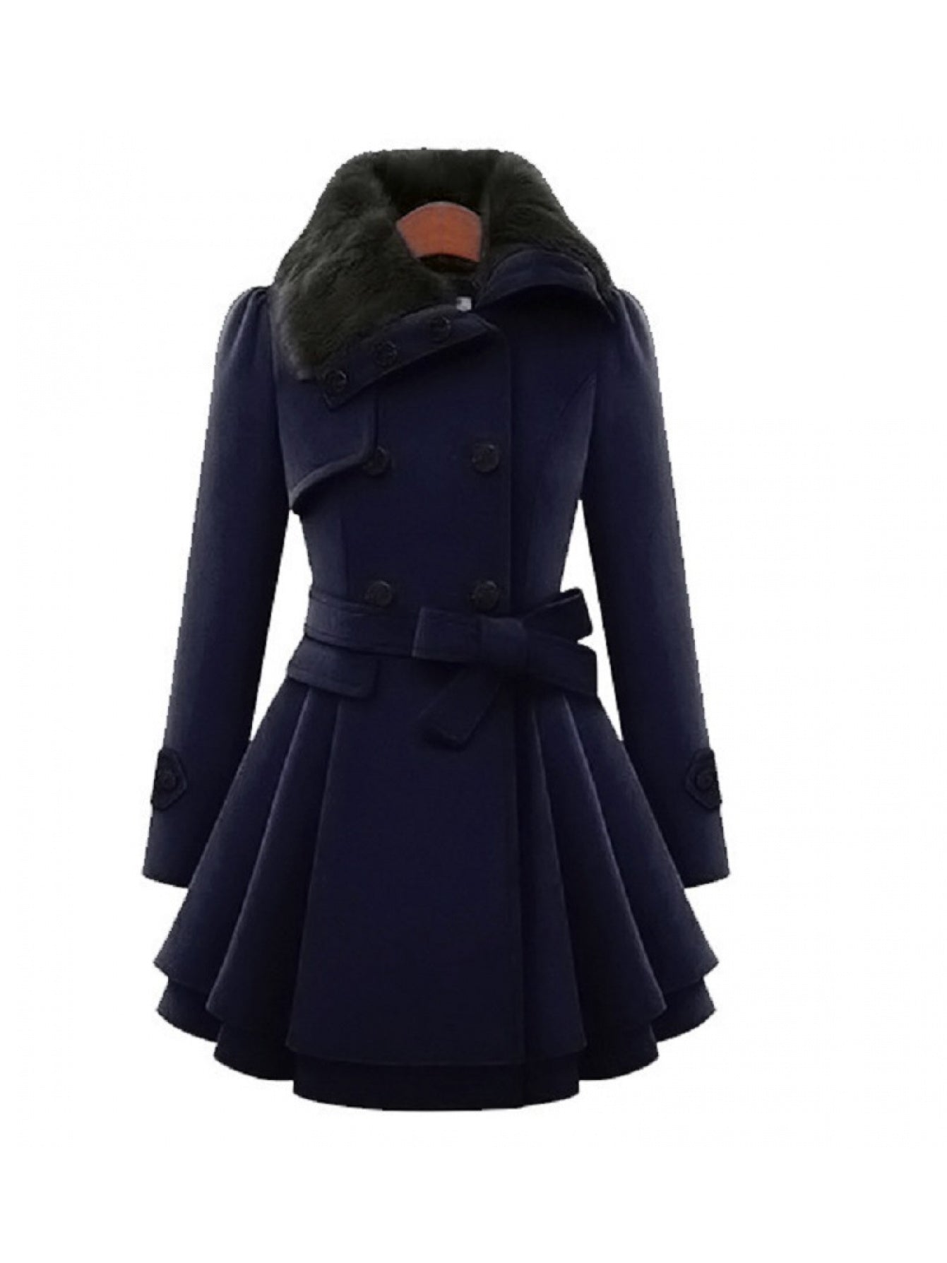 Plus Size Women's Fleece Winter Coat with Lapel Collar
