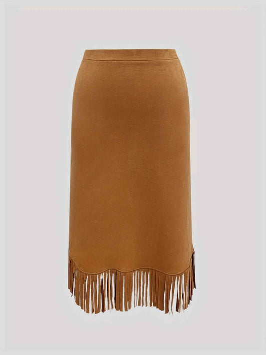 Plus Size, Women's Plus Size Elegant Bell Skirt with Fringe Hem - Full-Length Flowing Skirts for Fall/Winter, Machine Washable Solid Color Dress, Casual to Dressy Outfits (Office Wedding Party Wear) - Comfortable Fit & Year-R