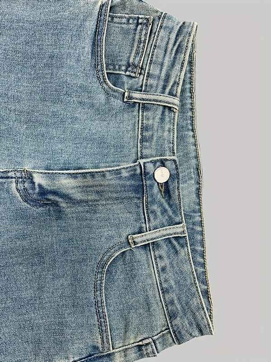 Women'S New Retro Printed High Waisted Pocket Jeans, Loose Casual Flared Pants