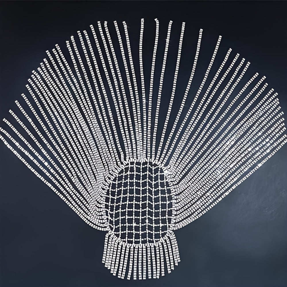 Luxurious All Rhinestone Retro Ethnic Style Long Tassel Headband, Fashionable Bridal Accessories, Gothic Hair Chain, Elegant And Soft Headwear SS69