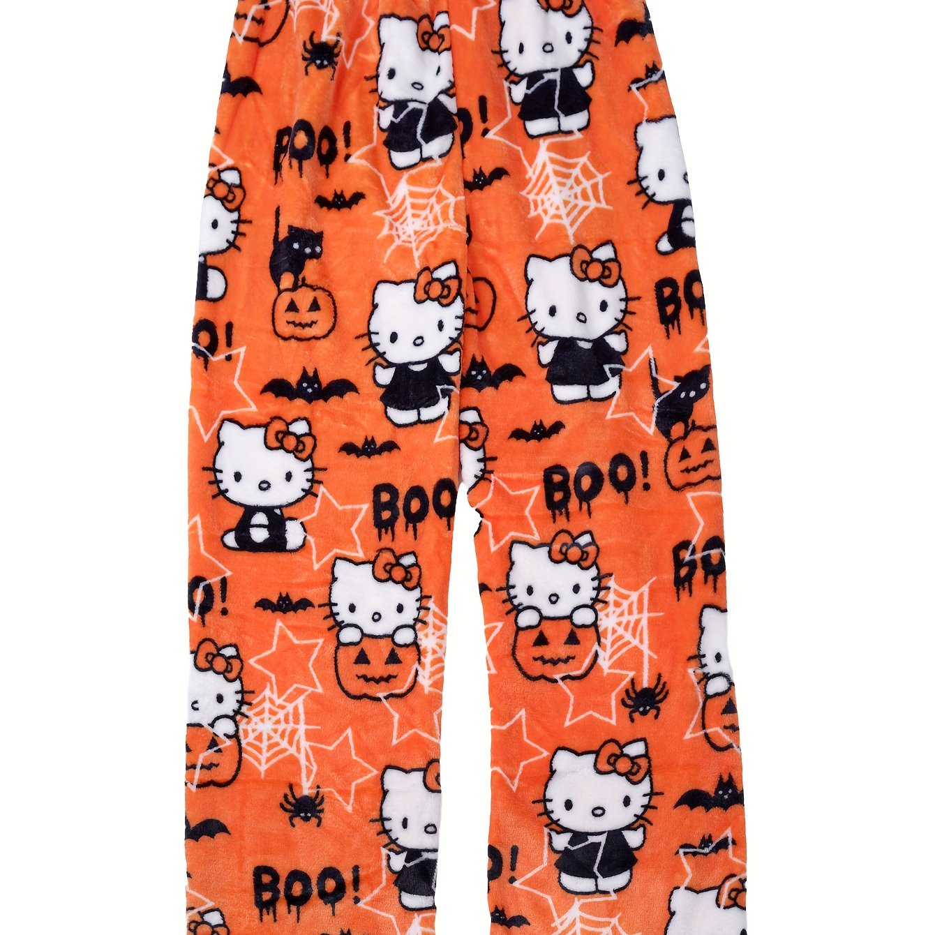 Sanrio Hello Kitty Women's Y2K Kawaii Anime Flannel Pajama Pants - Halloween Cartoon Print Sleepwear, Warm Cozy All-Season Casual Lounge Pants for Adults, Hello Kitty Pajama Pants, Adult Loungewear, Playful Sleepwear, Comfort SS69 13.69 Tangerine-red / XL