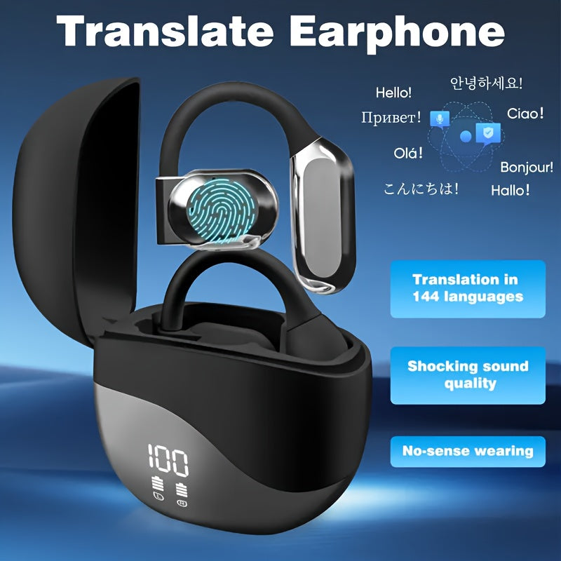 Real-Time Languages Smart AI Translation Earbuds - Translate In Real-Time, Providing Precise Simultaneous Interpretation to Eliminate Language Obstacles for Seamless Business Trips, Social Interactions, Education, Work, And C SS69 4.69 Black
