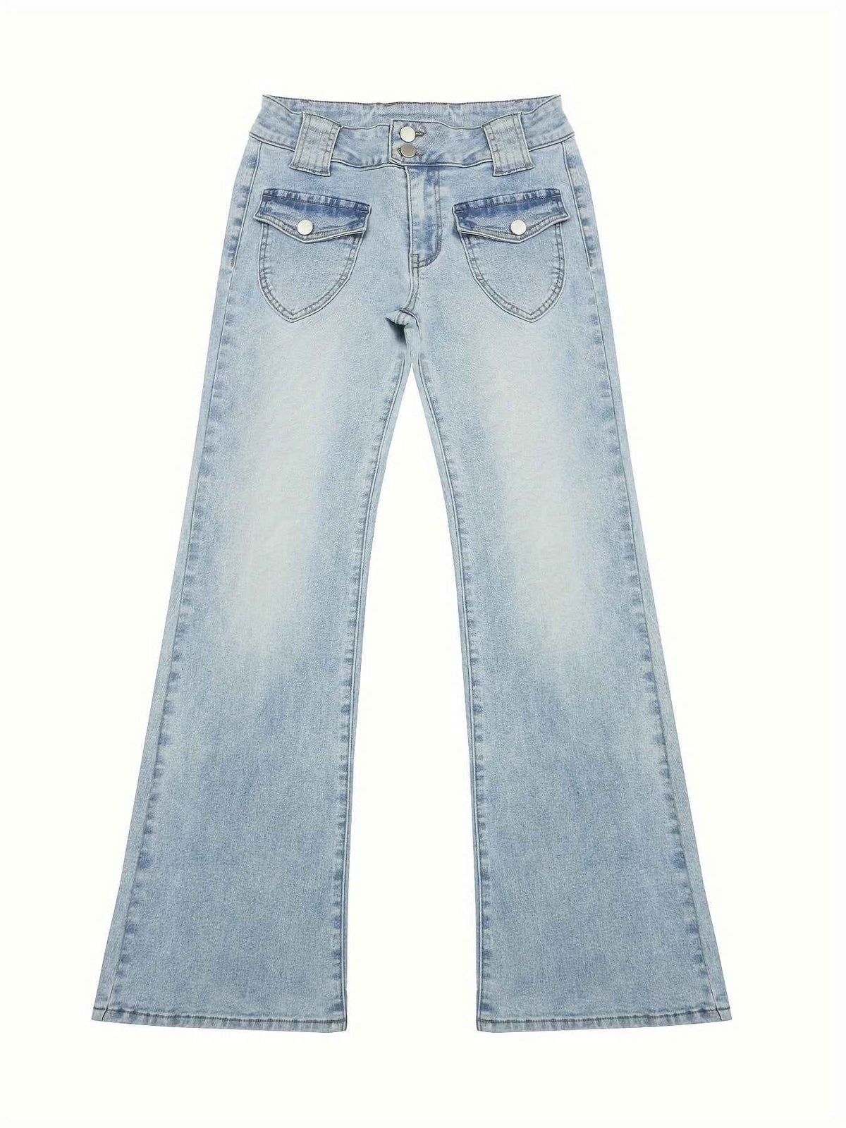 Women's Vintage Y2K Low-Rise Slim-Fit Flared Bell-Bottom Jeans Pants - Full-Length -Sweeping Trousers with Internal Zipper Closure, Machine Washable Retro for Casual Streetwear (Spring Summer Fall)