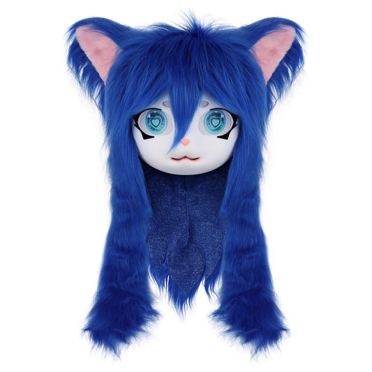Animal Head Cat Fursuit Cut Mask Halloween Masquerade Cosplay Costume Props SS69 51.69 Darkblue