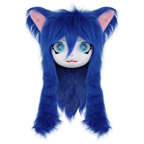 Animal Head Cat Fursuit Cut Mask Halloween Masquerade Cosplay Costume Props SS69 51.69 Darkblue