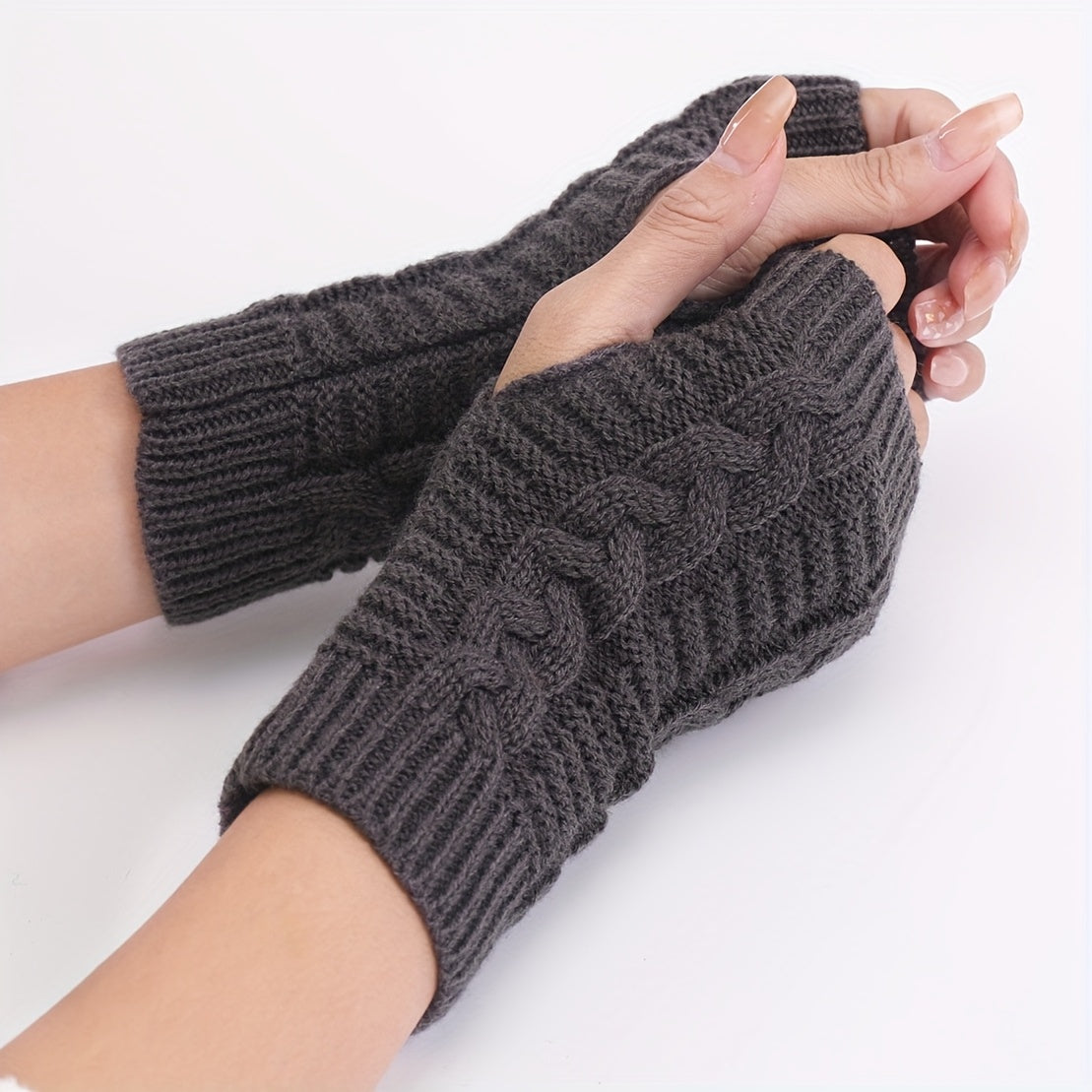 [Cozy Comfort] Women'S White Half-Finger Gloves - Elastic Fingerless Warmth, Stretchy & Comfortable for Winter Touchscreen Use, Winter Gloves SS69
