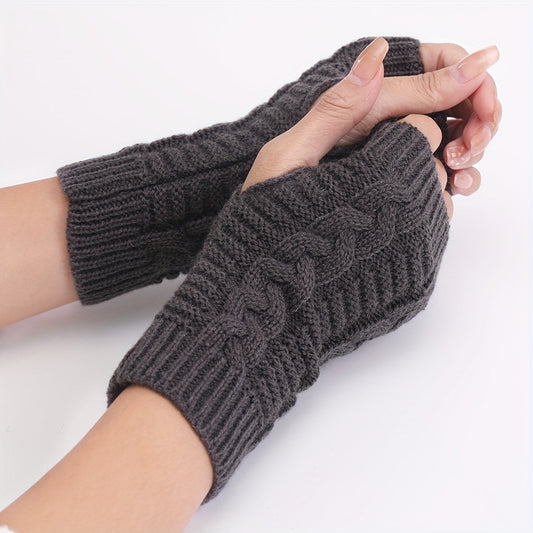 [Cozy Comfort] Women'S White Half-Finger Gloves - Elastic Fingerless Warmth, Stretchy & Comfortable for Winter Touchscreen Use, Winter Gloves SS69