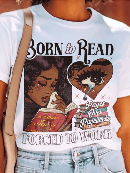 Born To Read Bookish T-Shirt Black Girl Reader Shirt,Bookish Gift for Her, Dark Romance, Smut Shirt Gift Booktok Sjm Book Shirt Idea For Book Lover, Family, Friends SS69