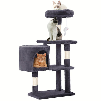 54/70" Multi-Level Cat Tree Tower with Scratching Posts & Cozy Condos, Space-Saving Indoor Cat Playhouse, Durable Plywood Construction, Fun Jumping Platforms, Multiple Colors Available for Cats SS69 39.69 Dark Gray / 37''H