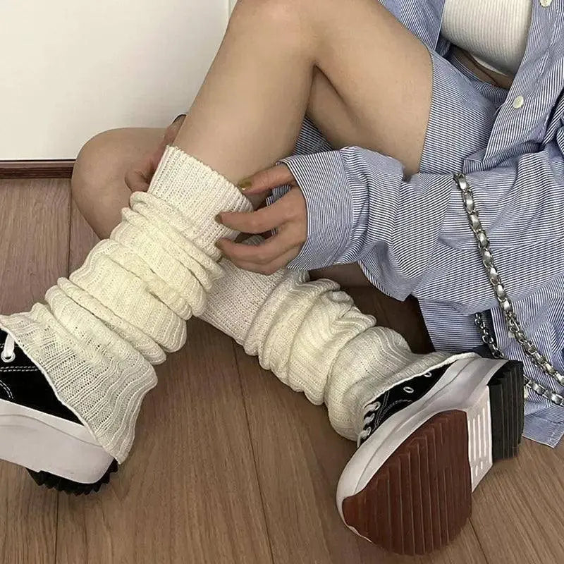 57cm Sweet Japanese Lolita Leg Warmers Women Ankle Warmer for Girls Gothic Long Socks Y2K Thin Knitted Cosplay Heap Heap Socks SS69