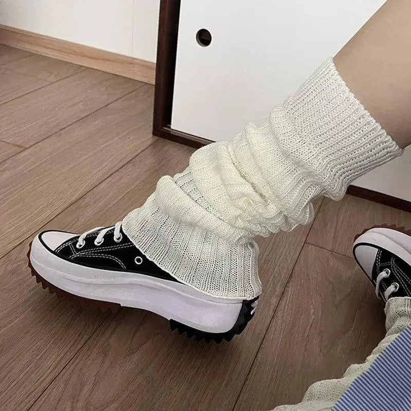57cm Sweet Japanese Lolita Leg Warmers Women Ankle Warmer for Girls Gothic Long Socks Y2K Thin Knitted Cosplay Heap Heap Socks SS69