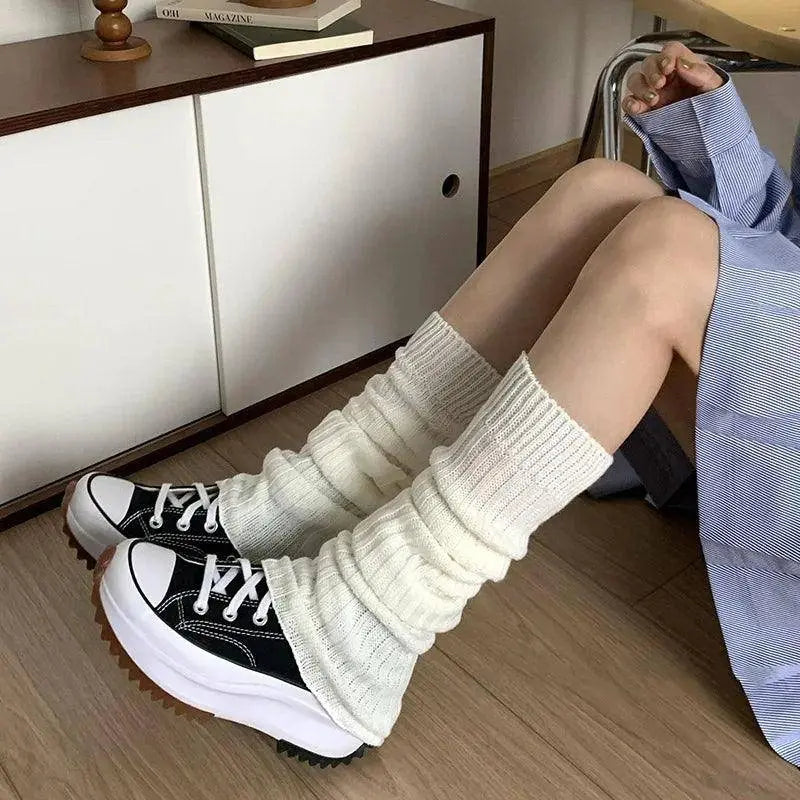 57cm Sweet Japanese Lolita Leg Warmers Women Ankle Warmer for Girls Gothic Long Socks Y2K Thin Knitted Cosplay Heap Heap Socks SS69