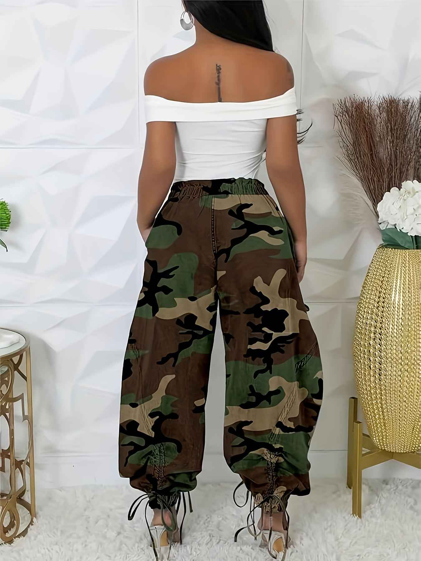 Womens Baggy Jeans Women'S Fashionable Drawstring Lace-up