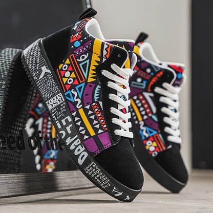 1 Pair of Unisex Casual Sports Shoes for Couples, Featuring Trendy Pattern Design, Slip-Resistant And Durable High-Top Skate Shoes, Suitable for Students to Wear in All Seasons. SS69