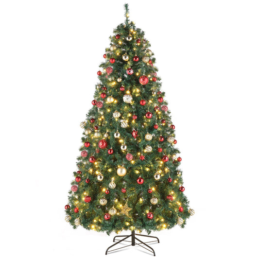 A 10-Foot Giant Pre-Lit Christmas Tree Featuring 5, 090 PVC Branches And a Sturdy Metal Stand, Perfect for Indoor Decoration. It Comes with 1, 200 Warm White Lights And 10 Colorful Modes, Suitable for Holiday Parties, Shops, SS69