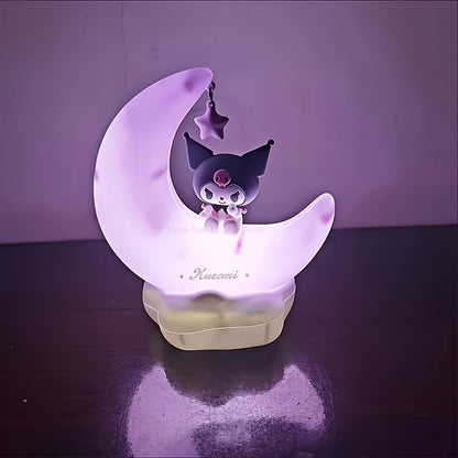 [Kuromi Cinnamonroll Moon LED Light] Sanrio Kuromi 3D Cartoon Ornament LED Light - Cinnamonroll Moon Kawaii Cute Beauty Bedroom Night Light Bedside Decor Lamp Gifts SS69